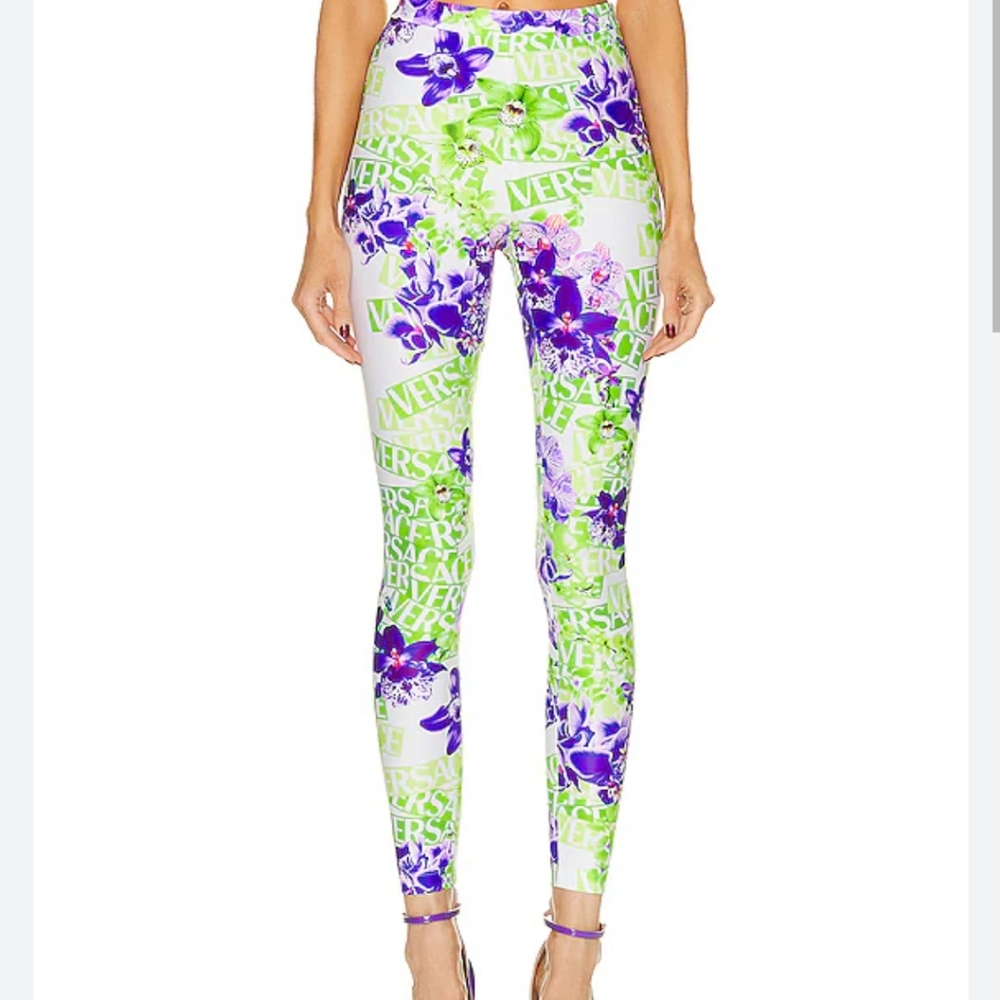 Versace orchid print leggings